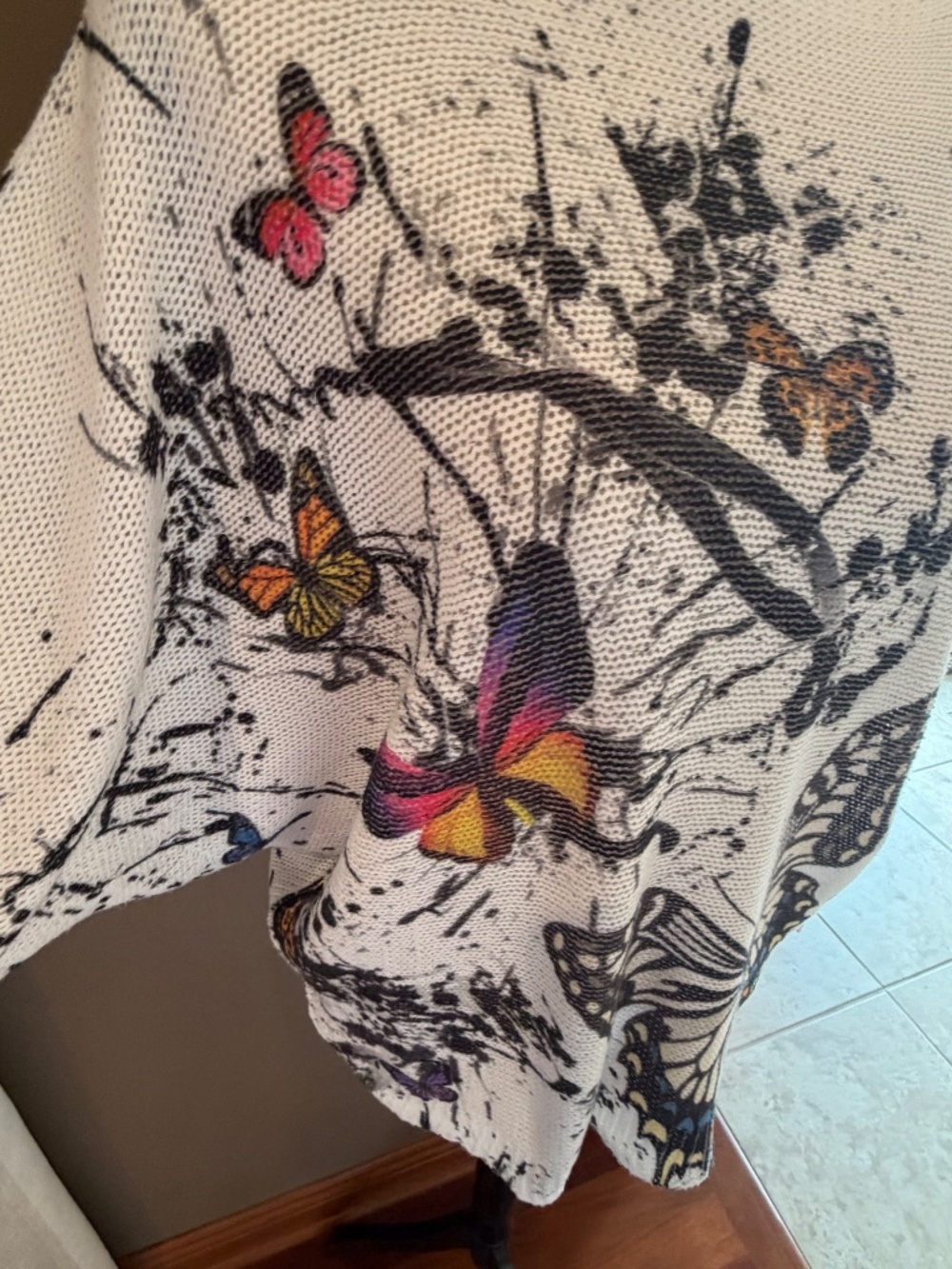 Luisa Ricci Italy Knit hite Butterfly Women's Batwing Sweater, Size Large - Picture 3 of 12